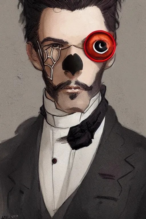 Image similar to a portrait of a handsome spider!!! wearing a monocle and a victorian suit, character art, headshot, trending on artstation