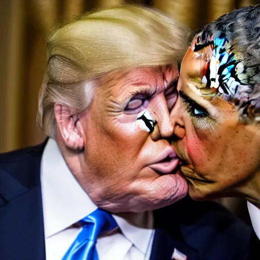 Image similar to obama kissing trump, 4k photo, detailed, closeup