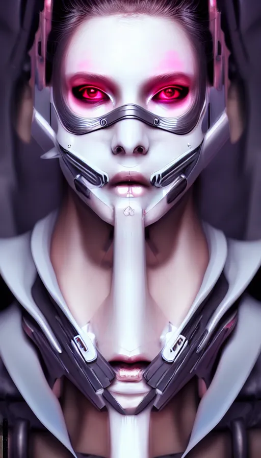 Image similar to face mask on beautiful woman face, cyberpunk art by kuno veeber, cgsociety, computer art, ultra detailed, futuristic, anime aesthetic