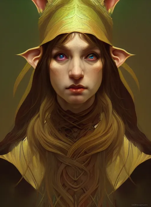 Prompt: portrait of an elf - goblin using the golden ratio, highly detailed, digital painting, artstation, sharp focus, illustration, art by tan zi and ayanamikodon and alphonse mucha and wlop