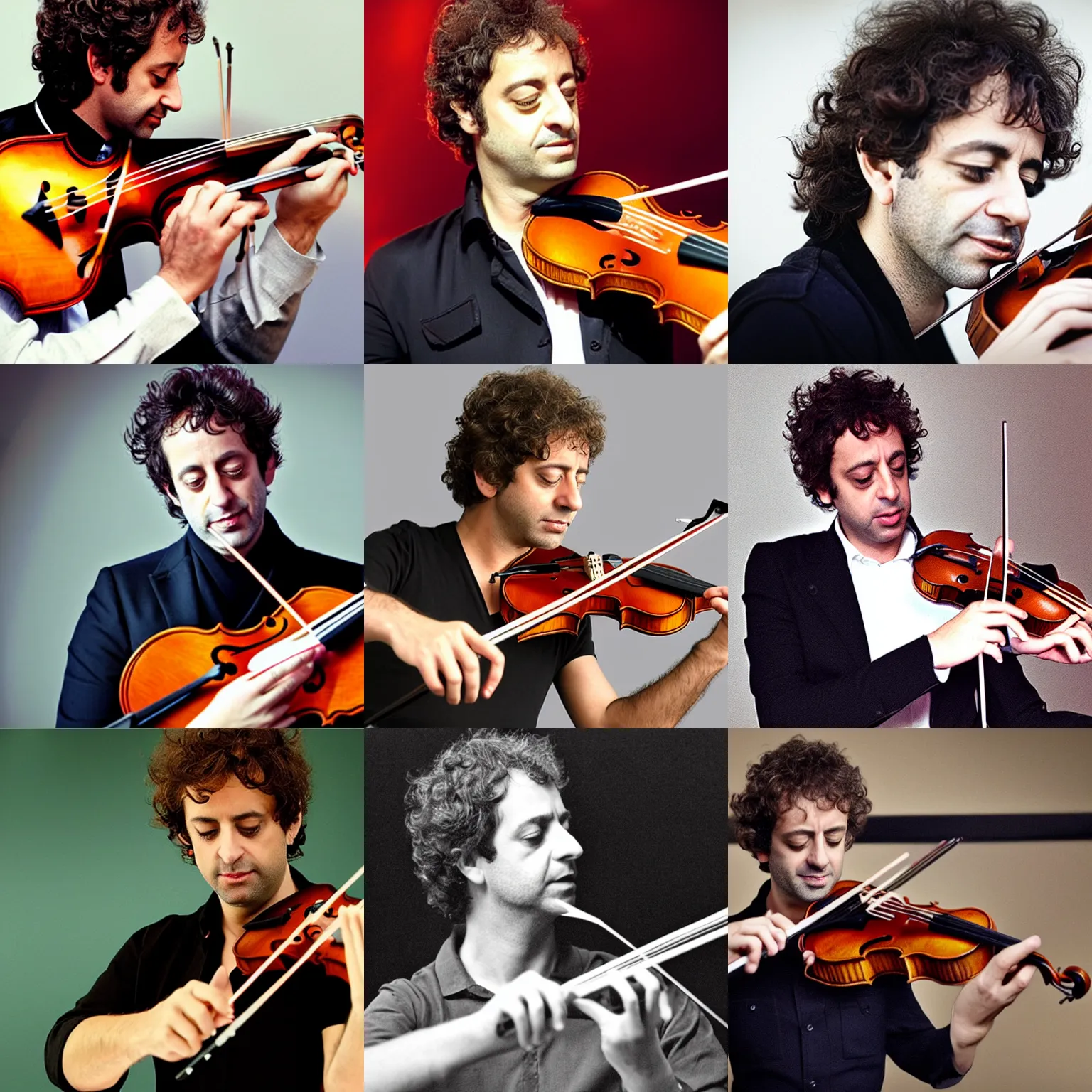 Prompt: singer gustavo cerati playing violin