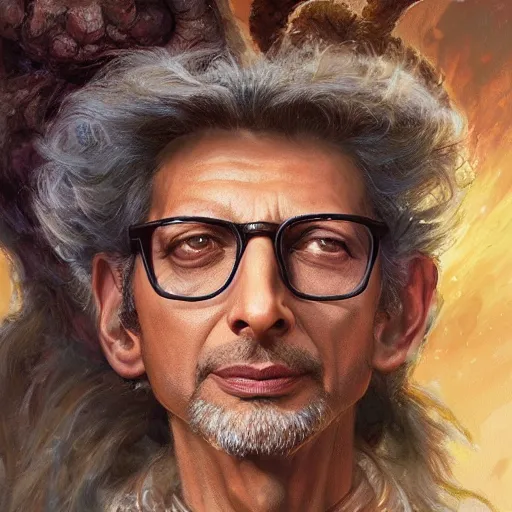 Image similar to jeff goldblum as a realistic fantasy d & d wizard, closeup portrait art by donato giancola and greg rutkowski, realistic face, digital art, trending on artstation