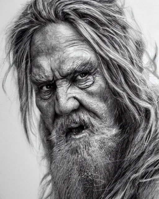 Image similar to pencil drawing of beautiful russian ded moroz, hyper realistic face, in the style of greg rutkowski, fantasy, amazing detail, epic, elegant, smooth, sharp focus, from the front