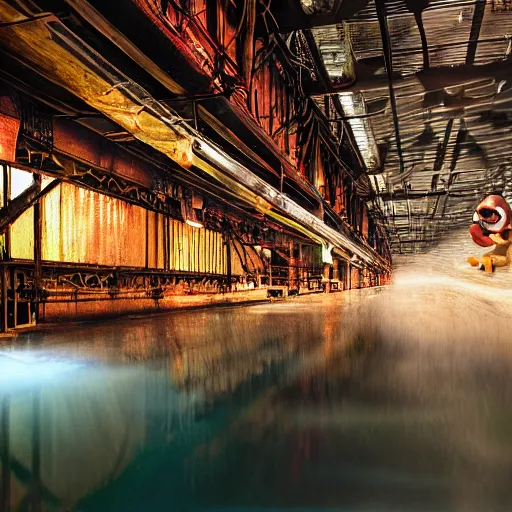 Prompt: professional photo similar to factory level of donkey kong country, by discovery magazine, real life, photorealistic, soft focus, long exposure