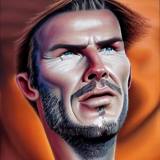 Prompt: beautiful lifelike painting of david beckham human horse centaur soccer star, majestic cinematic, hyperreal detailed facial features and uv lighting, art by ed roth and basil wolverton