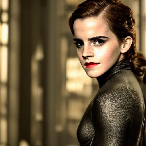 Prompt: Emma Watson as Catwoman, XF IQ4, f/1.4, ISO 200, 1/160s, UHD, crisp, Sense of Depth, Depth Layering, AI enhanced, HDR, in-frame