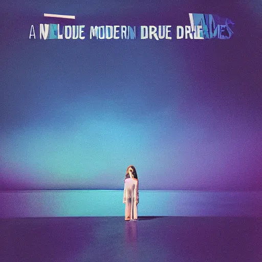 Image similar to a modern album cover, filled with blue dreams