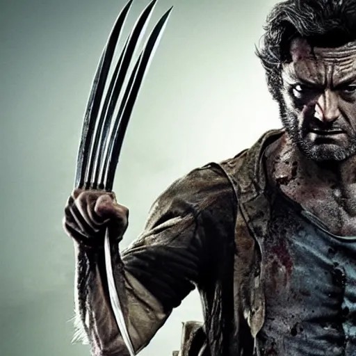 Image similar to wolverine in the walking dead 4 k detailed super realistic