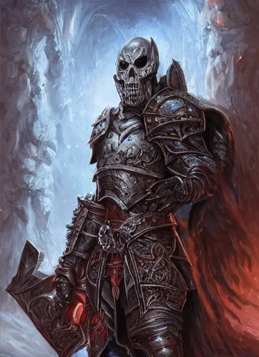 Prompt: death knight, ultra detailed fantasy, dndbeyond, bright, colourful, realistic, dnd character portrait, full body, pathfinder, pinterest, art by ralph horsley, dnd, rpg, lotr game design fanart by concept art, behance hd, artstation, deviantart, hdr render in unreal engine 5