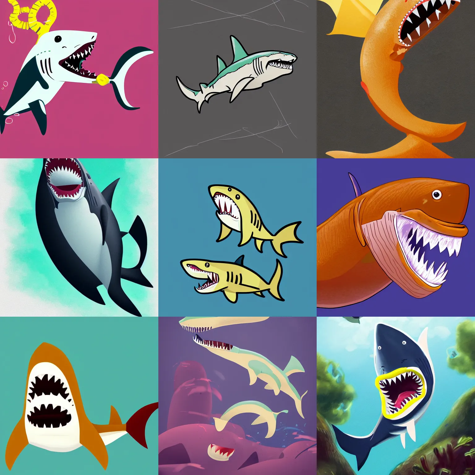 A Digital Illustration Of A Shark Eating A Stable Diffusion 
