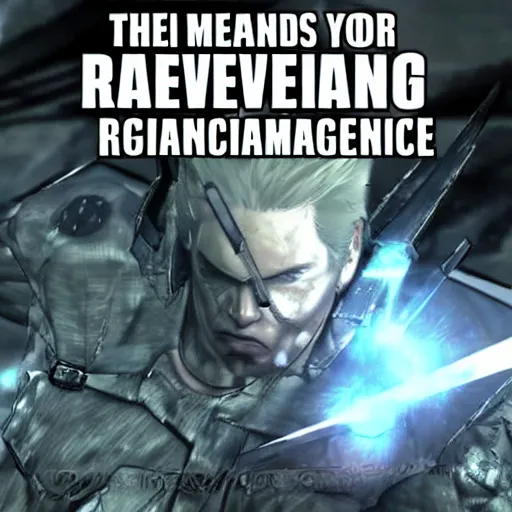 Prompt: the worlds funniest metal gear rising : revengeance meme