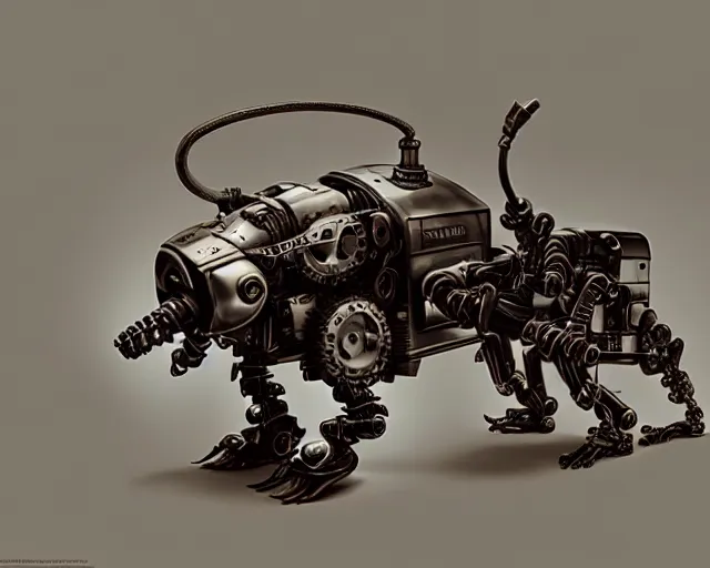 Image similar to dachshund robot, mechanical, machine, octane render, concept art, sharp focus, hyper - realistic, intricate, detailed, damien guimoneau, luka mivsek, ruan jia