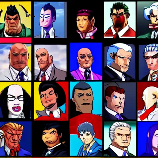 Image similar to character select screen of a fighting game starring US politicians