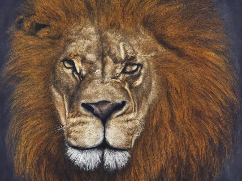 Image similar to an abstract portrait of an antropomorphic lion with a human face wearing a suit, photorealistic