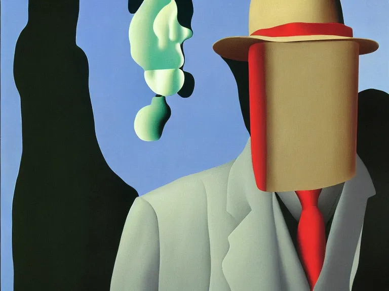 Image similar to invisible man, painting by rene magritte, high detail, high resolution