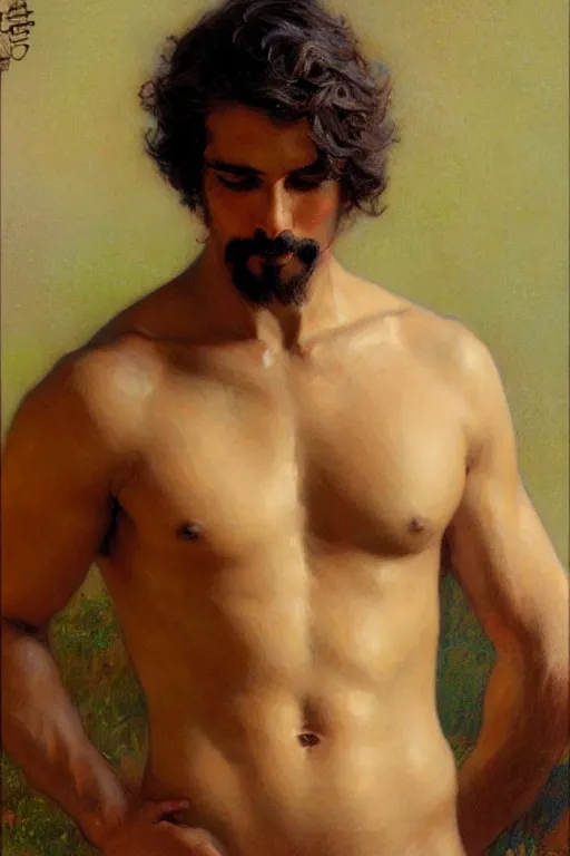 Image similar to male, hinduism, painting by gaston bussiere, greg rutkowski, j. c. leyendecker, tom of finland