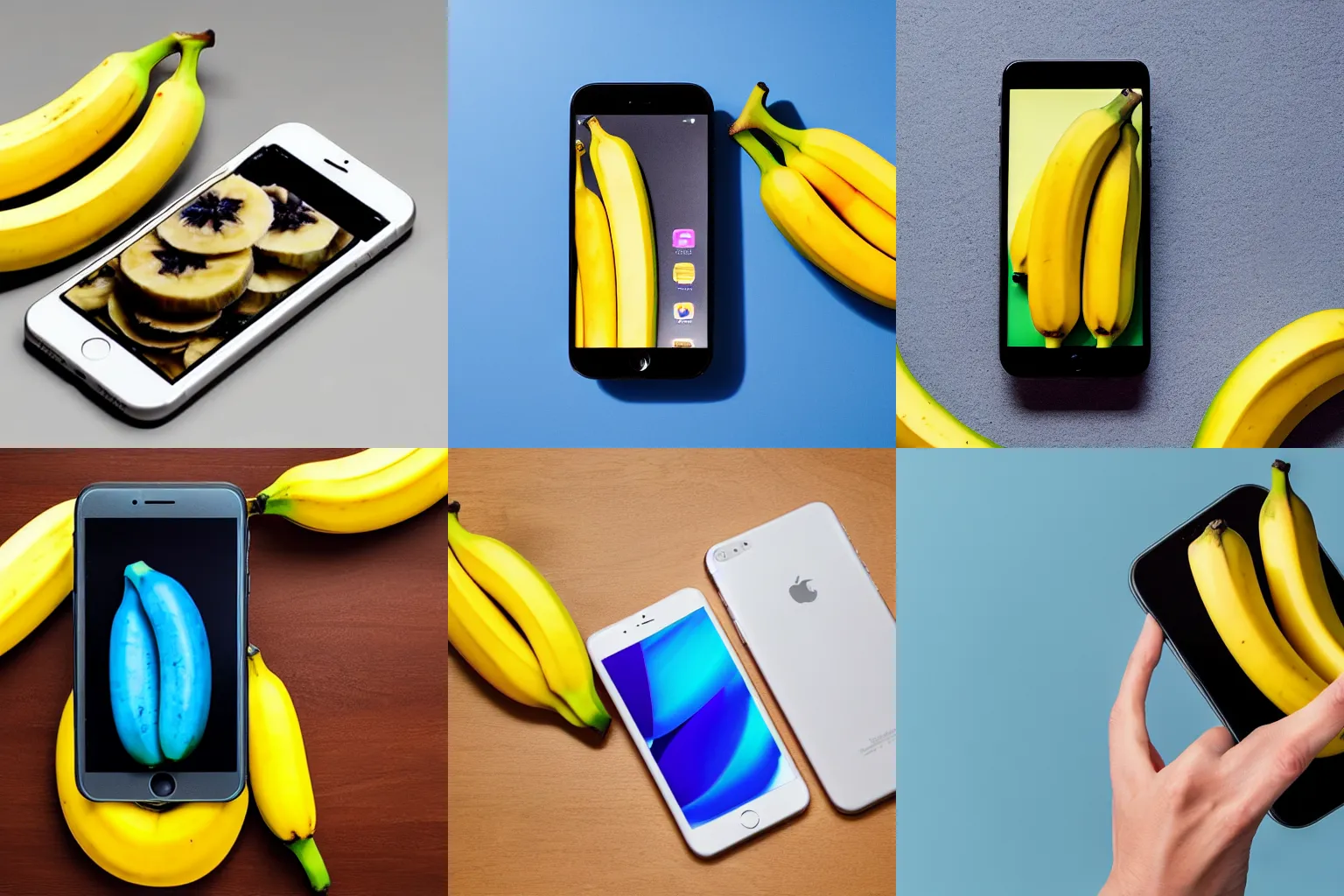 Prompt: a fully functioning edible banana phone designed by Apple, centered, studio lighting, product photography