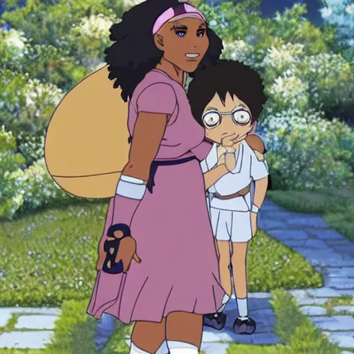 Prompt: Serena WIlliams as a Studio Ghibli character