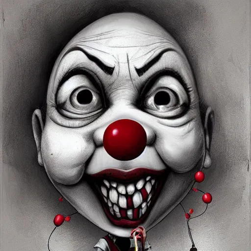 Image similar to surrealism grunge cartoon portrait sketch of the chunky with a wide smile and a red balloon by - michael karcz, loony toons style, pennywise style, horror theme, detailed, elegant, intricate