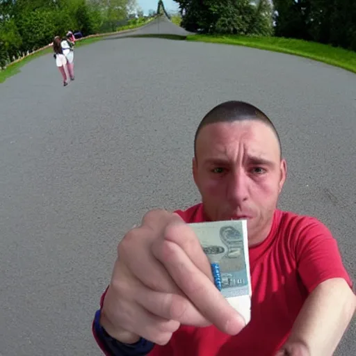 Image similar to pov a chav has stolen your wallet