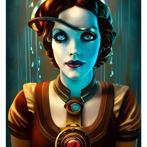 Image similar to lofi underwater bioshock steampunk portrait, Pixar style, by Tristan Eaton Stanley Artgerm and Tom Bagshaw.