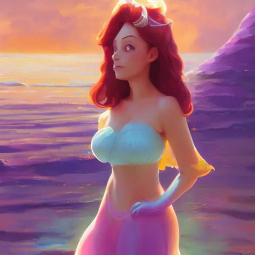 Image similar to painted portrait of princess ariel, fantastically pastel colors, octane render, matte painting concept art, official fanart behance hd artstation by jesper elsing, by rhads and makoto shinkai and lois van baarle and ilya kuvshinov and rossdraws