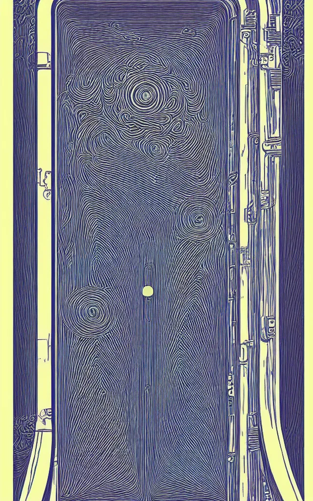 Image similar to rectangular portal gate to another dimension, fractal. retro minimalist art by jean giraud