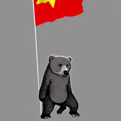 Prompt: a bear with soviet flag, trending on artstation,