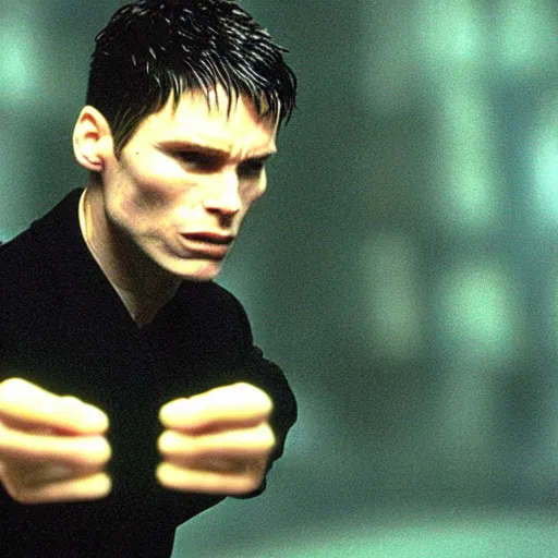 Prompt: Cillian Murphy in The Matrix (1999), movie still