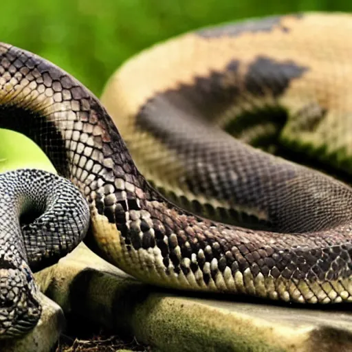 Image similar to a photo of beautiful python snake devouring a bull