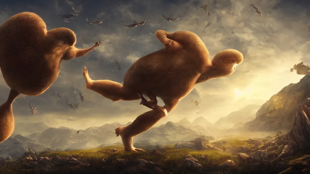 Prompt: giant kiwis falling from the sky, fantasy artwork, very very very beautiful scenery, hd, hdr, ue5, ue6, unreal engine 5, cinematic 4k wallpaper, 8k, ultra detailed, high resolution, artstation, award winning