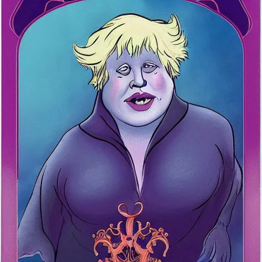 Prompt: ursula the sea witch, ( boris johnson ), by glen keane, disney