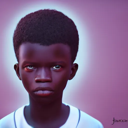 Image similar to portrait of a nigerian boy, james jean style, vfx art, unreal engine render, claymation style, colourful, volumetric light, digital painting, digital illustration, dramatic light,