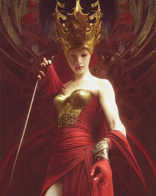 Prompt: A Full View of a Red Wizard wearing a robe and ornate armor. masterpiece 4k digital illustration by Ruan Jia and Mandy Jurgens and Artgerm and greg rutkowski and Alexander Tsaruk and WLOP and william-adolphe bouguereau, award winning, Artstation, art nouveau aesthetic, Alphonse Mucha background, intricate details, realistic, panoramic view, Hyperdetailed, 8k resolution, intricate art nouveau