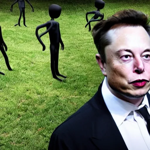 Prompt: elon musk as slenderman in the slenderman game forest