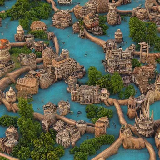 Image similar to vexel map of a fantasy world town : : terrain cartography, fantasy aesthetic, autodesk 3 d rendering, v - ray collection, maverick studio, arnold 3 d render, blender render, indigo renderer, redshift render, enscape render, maxwell render, luxcorerender, renderman, lumion render, marmoset render