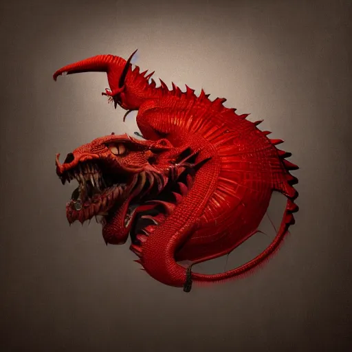 Prompt: a red dragon painting by Norman Rockwell, octane render, ultra realistic, unreal engine, 8k