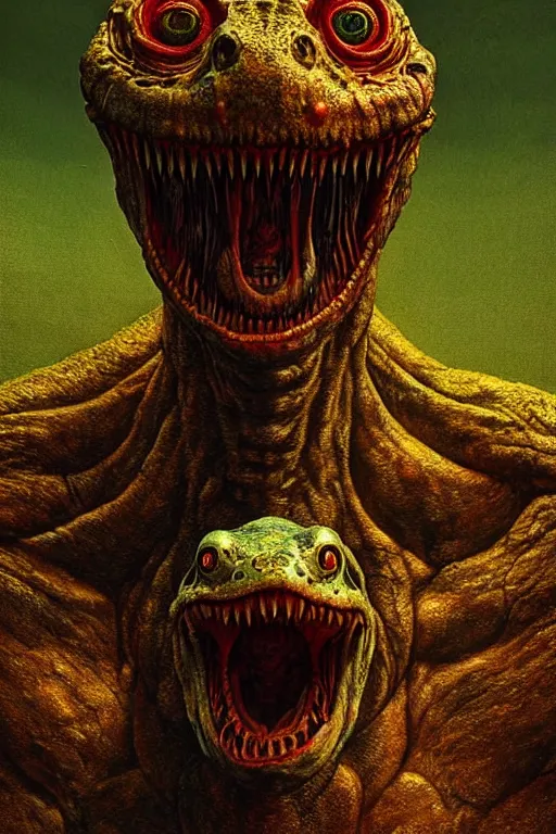 Prompt: perfectly - centered horror portrait - photograph of a brutal scary terrifying ugly monstrous reptilian alien creature real life portrait by beksinski and jean delville, slimy pus oozing specular, unreal engine 5, photorealism, hd quality, 8 k resolution, cinema 4 d, hdr dramatic cinematic lighting