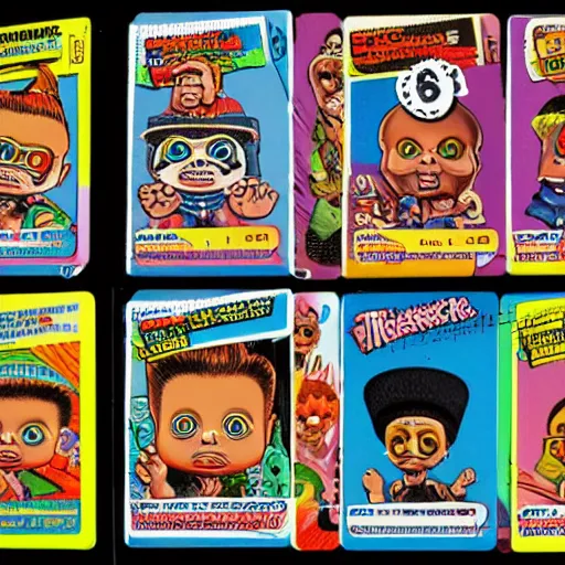 Image similar to the garbage pail kids trading cards, 8 k resolution hyperdetailed photorealism