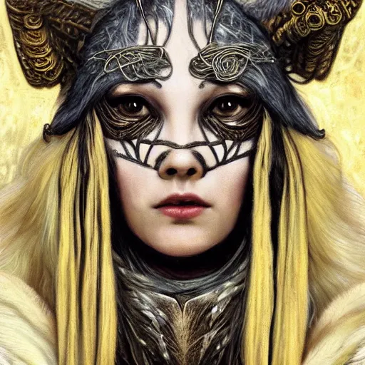 Image similar to a photograpic portrait of a anthropomorphic norse mythology mimosa, wearing furry clothes in the style of heilung an experimental folk music band, fantasy, intricate, elegant, highly detailed, photo realism, digital painting, artstation, concept art, smooth, sharp focus, illustration, art by artgerm and H R Giger and alphonse mucha