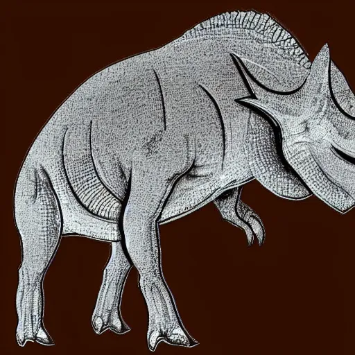 Prompt: schematic diagram of a triceratops