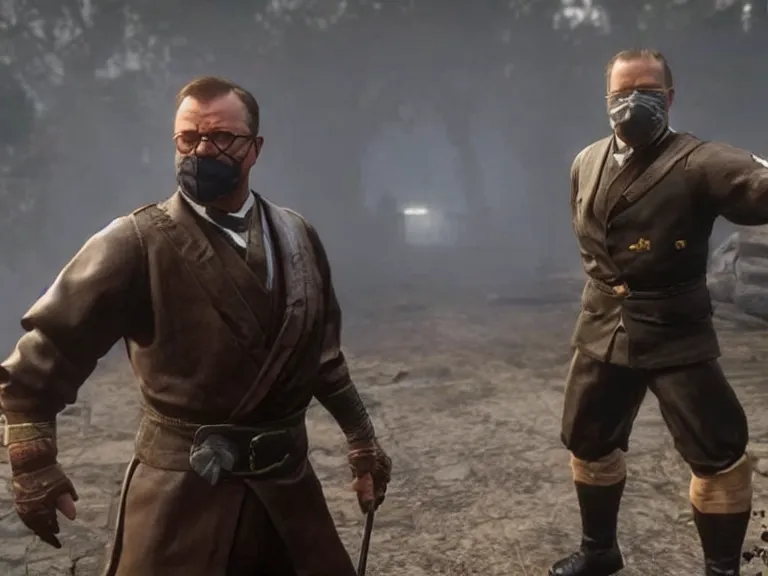 Prompt: Teddy Roosevelt in Mortal Kombat 11, PS5, 5k, in-game cimematic, official media