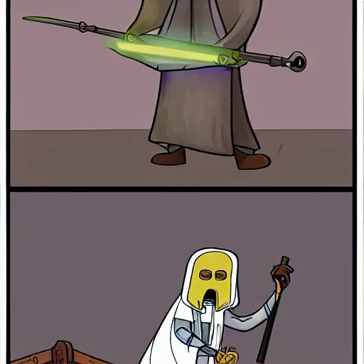 Prompt: jedi plague doctor in the style of adventure time