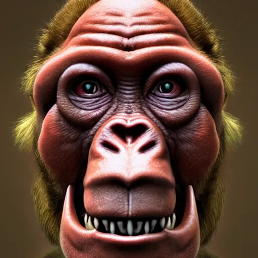 Image similar to monkey with sores, bumps, skin wounds, surface hives, horror, fantasy, highly detailed, by Jason Edmiston and Dan Hillier, octane render