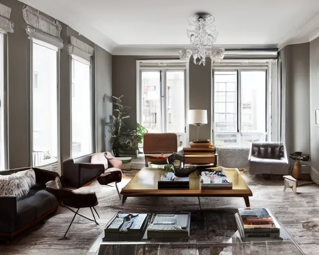 Prompt: apartment designed by nate berkus, muted colors