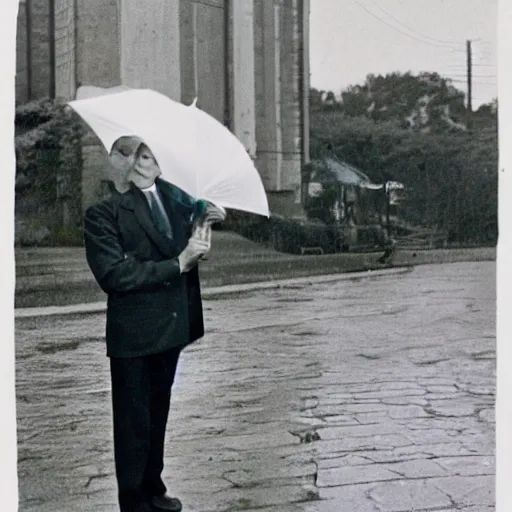 Image similar to young man holding an umbrella, 14mm high-resolution color photo