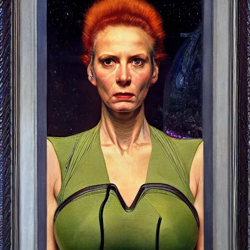 Prompt: portrait of a sci - fi woman, by donato giancola, berthold woltze, and norman rockwell.