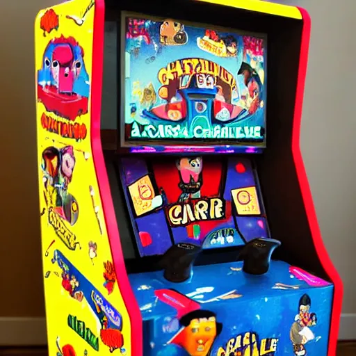 Image similar to an arcade cabinet, in the style of wallace and gromit