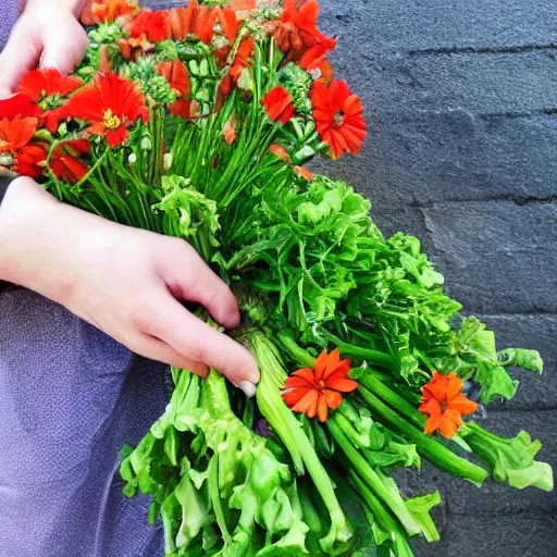 Image similar to the vegetables have their hands full of flowers