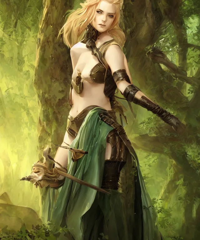 Prompt: cute artemis wearing leather armor and a toga while hunting by charlie bowater and titian and artgerm, full - body portrait, intricate, face, forest, elegant, green mist, beautiful, highly detailed, dramatic lighting, sharp focus, trending on artstation, artstationhd, artstationhq, unreal engine, 4 k, 8 k